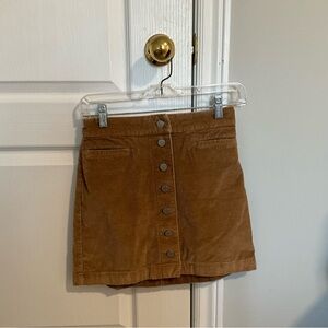 Wilfred Tan Corduroy Mini Skirt with Buttons